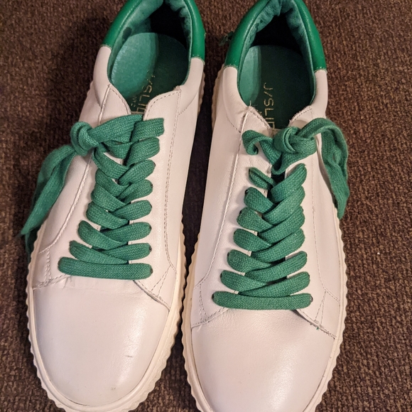 J/Slides NYC green and white platform sneakers - Picture 2 of 12